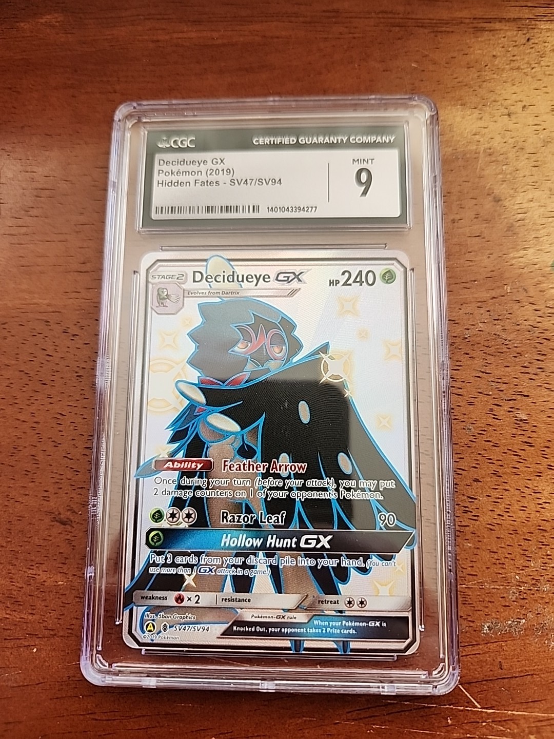 Pokemon Card CGC 9 Mint Decidueye gx Hidden Fates S&M 2019 SV47/SV94