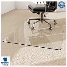 Glass Chair Mat for Carpet 36x46 Inch Tempered Glass Office Desk Floor