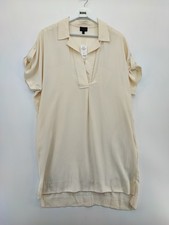 Banana Republic Women's Cream Top VNeckline (Johnny Collar) Linen Dress Size 8US