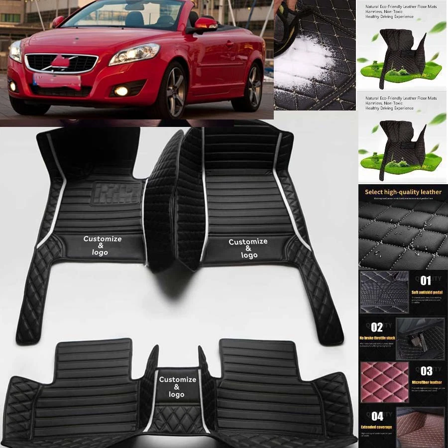 For Volvo C70 Car Floor Mats Waterproof Auto Custom Liner Carpets PU Leather - Image 2 of 4
