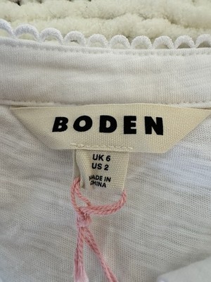 Boden Women s White Top New With Tags Size S 100% Cotton