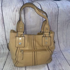 Tignanello Womens Purse Caramel Brown Leather Hobo Shoulder Handbag
