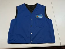 vtg USA MADE Hostess Bakery Employee Vest Blue Quilted Cintas Employee Uniform L
