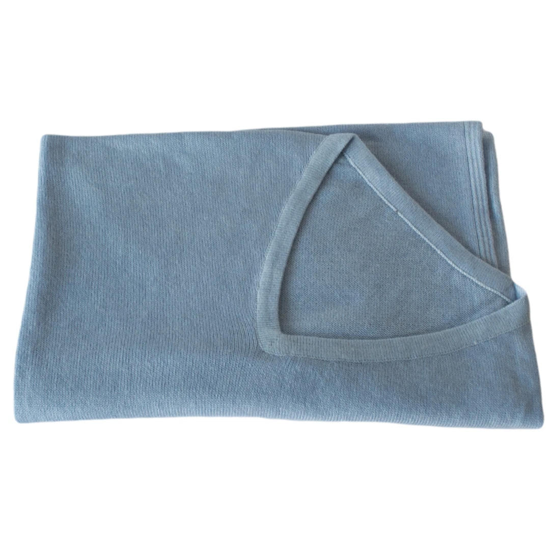 Light Blue Cashmere Poncho Pashmina Wool Cape Wrap Soft Warm Women Long Sleeve