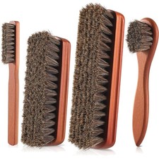 4 Pcs Shoe Brush, Boot Brush, Horse Hair Brush for Leather, Shoe Polish Brush