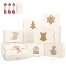 Christmas Cookie Boxes 24 PCS 9x6x3 Inch Window Pastry Chocolate White Gift