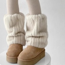 Faux Fur Leg Warmers Women's Mid Length Winter Warm Boot Cover Socks Warmer