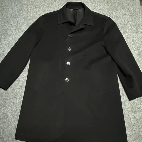 Giacca Tom James Loro Piana 46 nera lana trench cappotto soprabito sistema tempesta