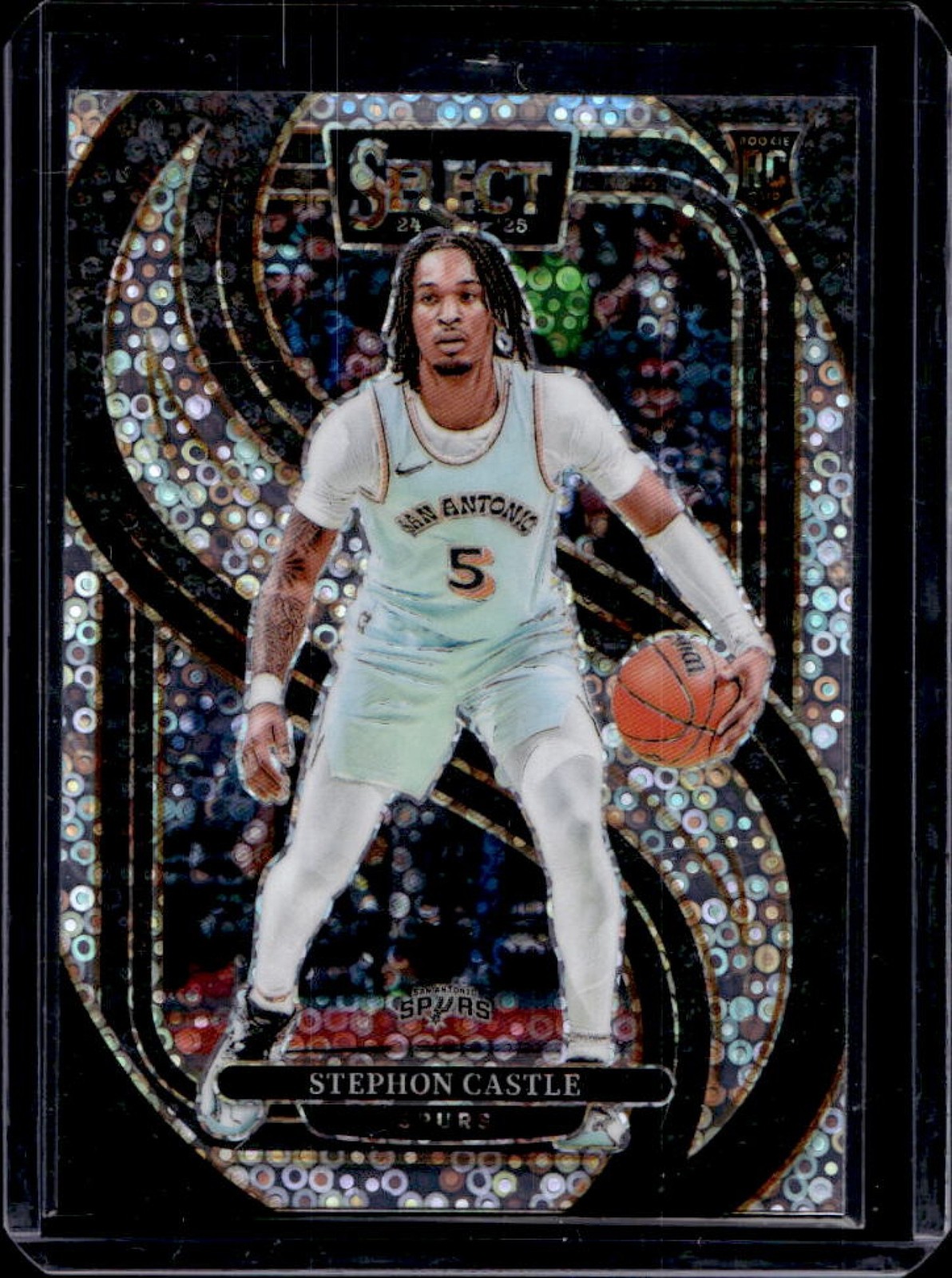 2024-25 Panini Select Stephon Castle Premier RC Disco Prizm Rookie #175 Spurs