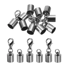 20Pcs Cord End Cap 7.5mm ID Black Copper Column Barrel End Caps for DIY Tassels