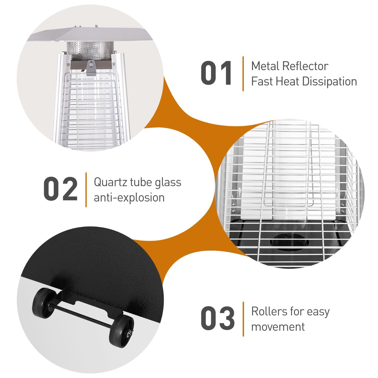 Patio Outdoor Heater 48000 BTU Propane Wheels Protective Cover Garden Commercial