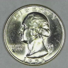 ***VINTAGE AMERICAN SILVER COIN***1953 D Washington Quarter BU GEM Y704