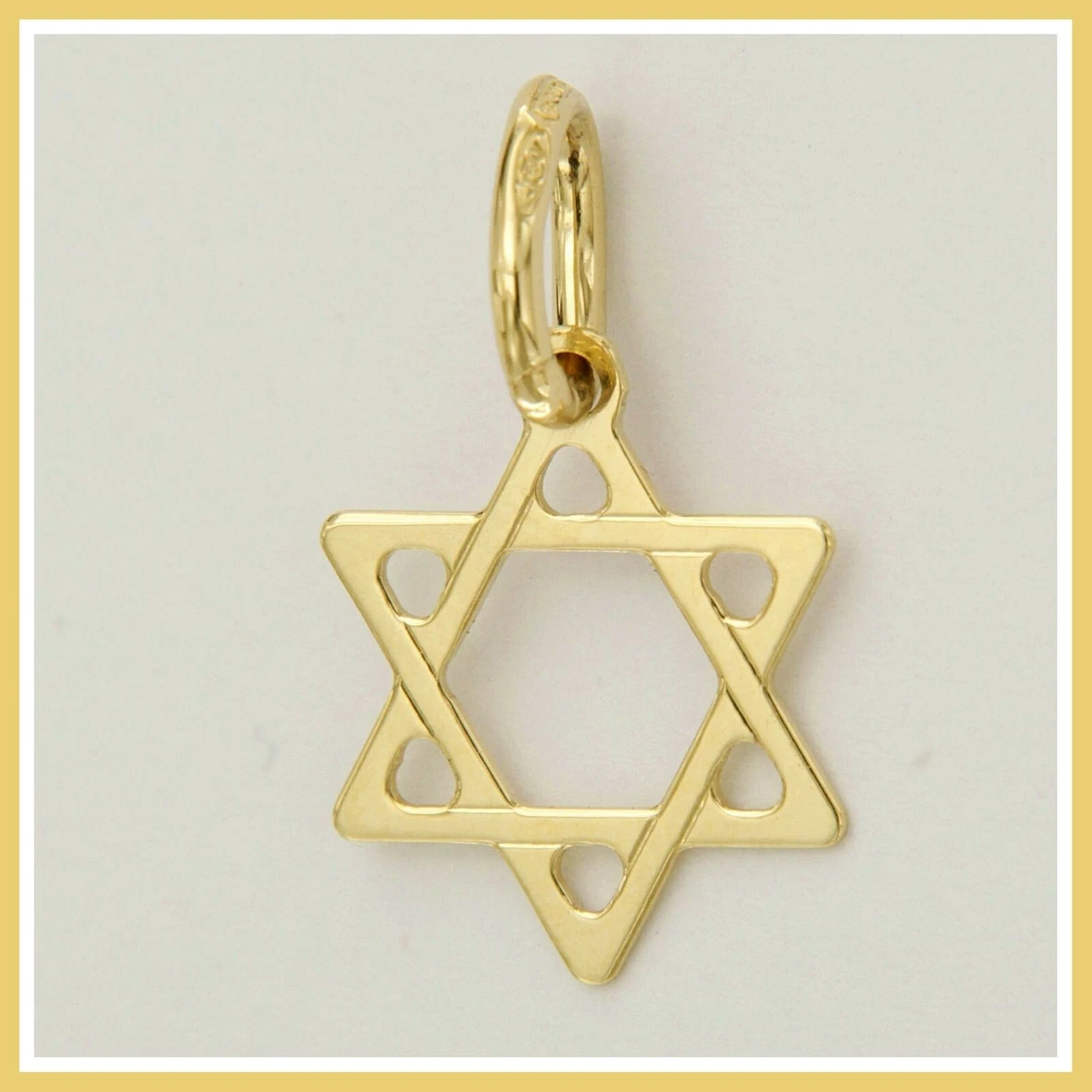 Collana con Stella di David, ciondolo con Stella di David 3D in oro bianco 14k e diamanti, Magen David intagliato in oro, Judaica, stella con design geometrico, girandola - Italia