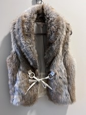 Fever Women's Brown White Faux Fur Vest Size Medium Sleeveless