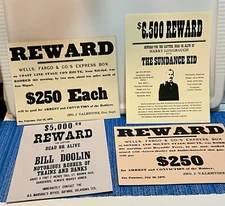 25 Reproductions of Vintage Reward Posters - Great for Police Man Cave