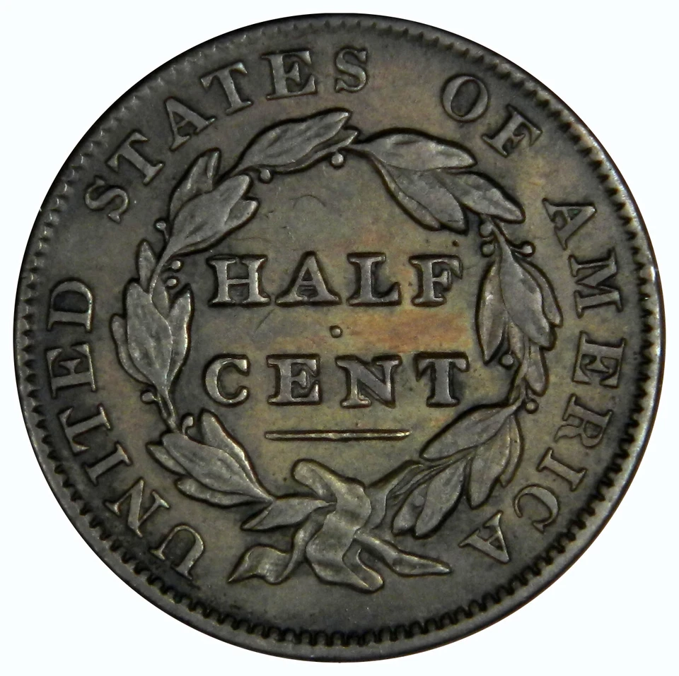 1835 HALF CENT ~ NICE ORIGINAL LOOK ~ AU ABOUT UNCIRCULATED! - Image 2 of 2