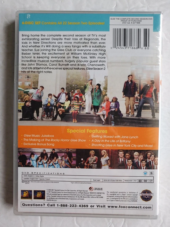 Glee The Complete Second Season DVD Brand New 2011 20th Century Fox  - Image 2 of 2