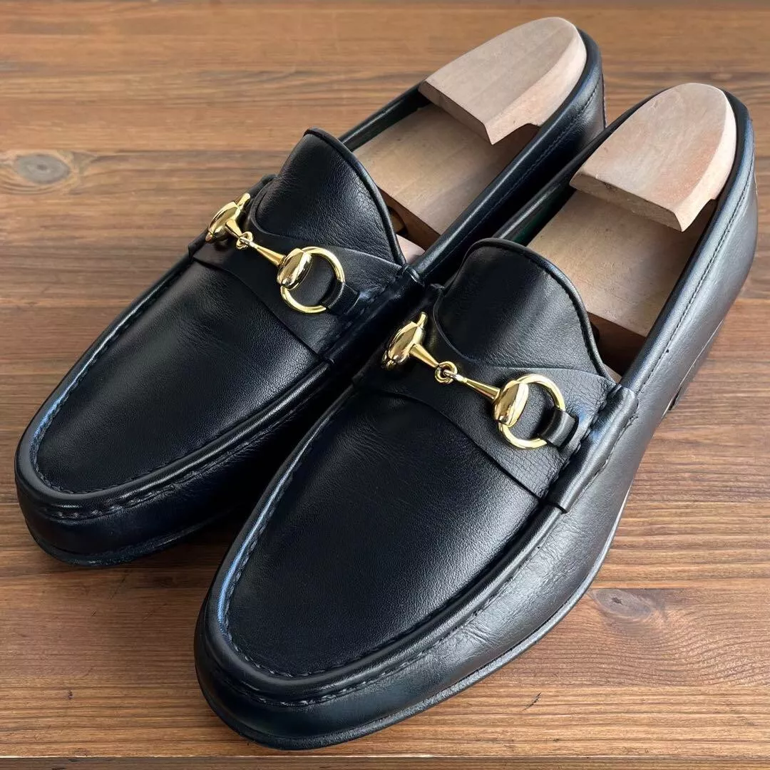 Mocassins Gucci Horsebit cuir noir doré 40 D (25 cm) sans boîte livraison gratuite