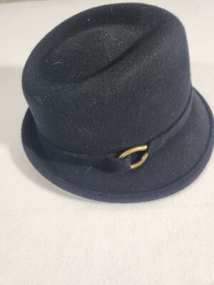  ERIC JAVITS New York  100 % Wool Felt Fedora Hat  Black (20 ) Water  Repell Vtg