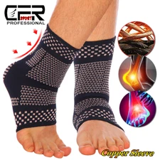 Copper Ankle support Compression Arthritis Brace Sleeve Plantar Fasciitis DS
