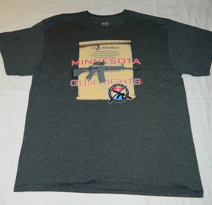 Men's XL Gray Grey T-shirt 2nd Amendment Minnesota Gun Rights - Cotton Blend
