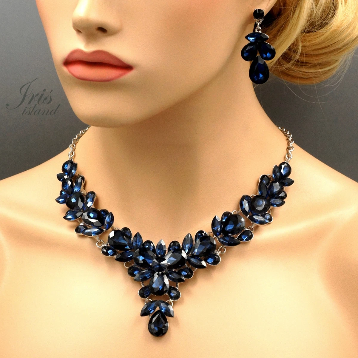 Blue wedding clearance jewelry sets