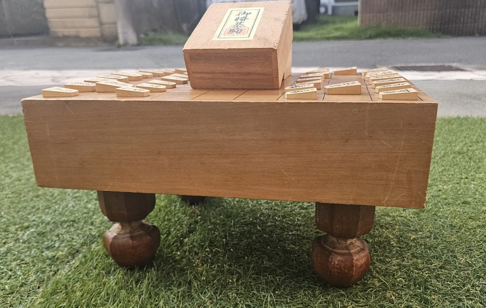 Japanese Chess Shogi Board Vintage Antique Used Japan with Shogi Koma pieces - Image 2 of 4
