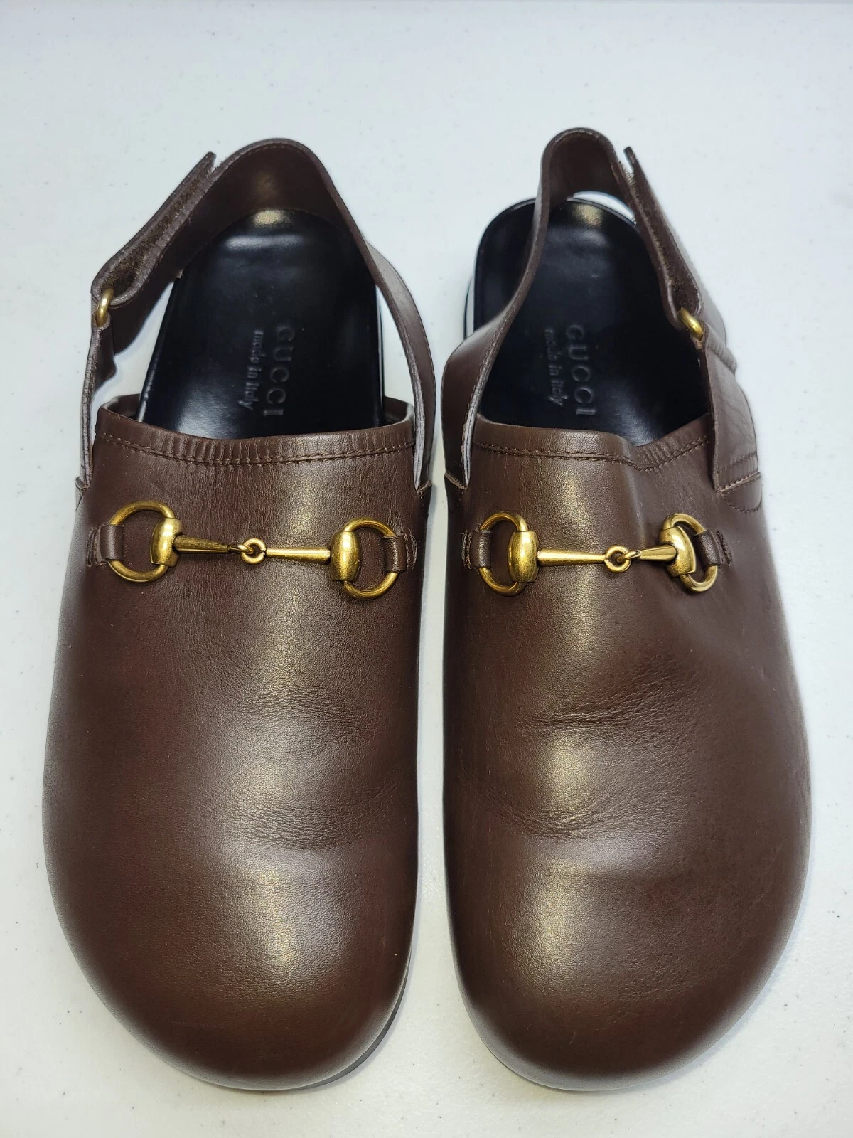 GUCCI Horsebit Slingback Pantoufles Sandales Marron Homme Taille 10