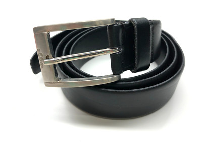 S. Oliver Dress Belt Black Mens Sz 42 Silver Buckle 1 3/8''