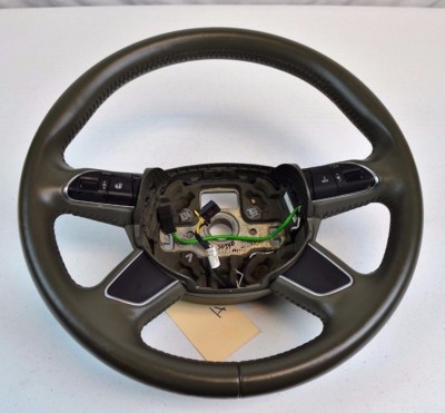 OEM Audi Q7 Heated Leather Steering Wheel Multi function Buttons Taupe Brown