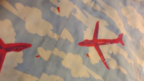 Child’s Patch Quilt Hand Stitched With Airplanes On The Reverse Side, 64" X 54" - Picture 6 of 9