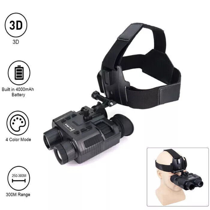 3D 1080P Night Vision Binoculars Goggles Head Mount Infrared Night Vision NV8000