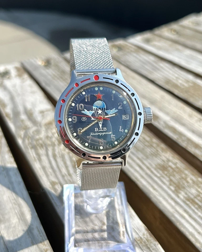 Винтажные советские механические наручные часы Восток Командирские ВДВ СССР 1980-е - Изображение 2 из 4