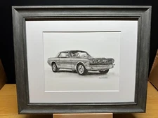 Drawing of a 1966 Ford Mustang Coupe Car #2 Graphite Pencil Art Sketch Picture