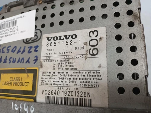 86511521 System Audio / Radio/CD für VOLVO S60 BERLINA 2.4 D 2003 3363072 - Bild 4 von 10