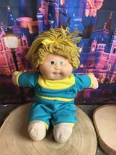 Cabbage Patch Kids 1987 Vintage Blonde Hair / Green Eyes W/ Cabbage Patch Outfit