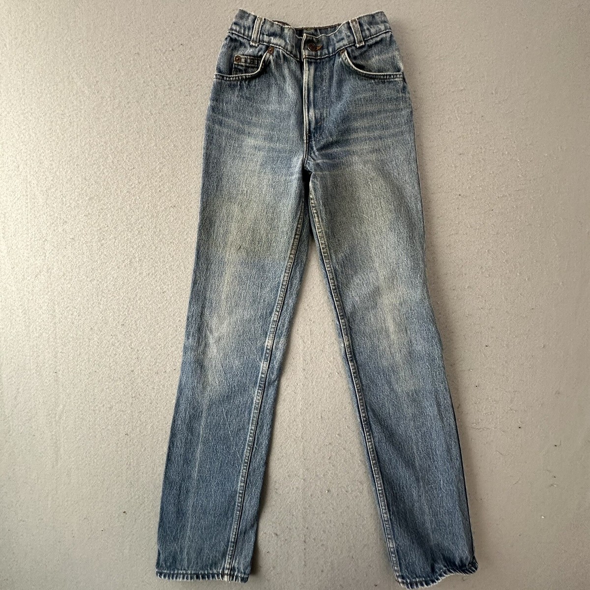 VINTAGE Levis Jeans 18 Medium Straight Fit Light Wash Denim Orange