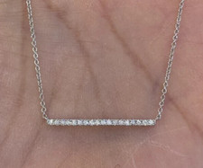 0.20Ct Round Cut Natural Diamond Women's Bar Necklace 18" Pendant 14k White Gold