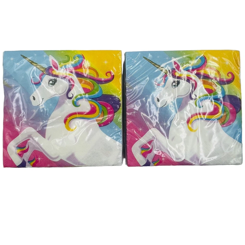 Rainbow Unicorn Beverage Napkins Party Luncheon Pride Creative Converting 38 Ct - Image 2 of 4