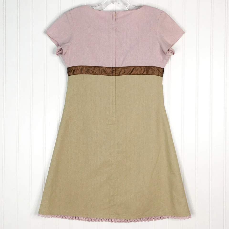 Vestido ajustado y acampanado rosa cuello redondo manga gorra tejido fiesta 12 American Girl Foto 2 de 3