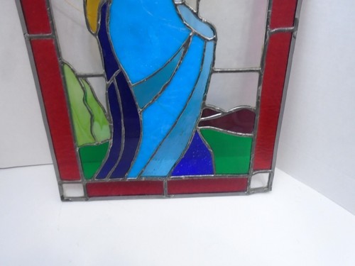 Mary ? Stained Glass Window Panel 19" x 12.5" Suncatcher small flaw Leaded trim - Picture 5 of 7
