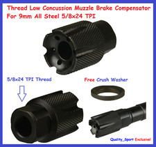 Thread Low Concussion Muzzle Brake Compensator For 9mm All Steel 5/8x24 TPI