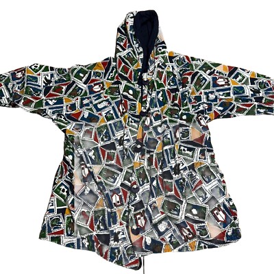 Bonzo Bonz New Zealand Hoodie Jacket REVERSIBLE Maori Bonz Print Button Cotton L