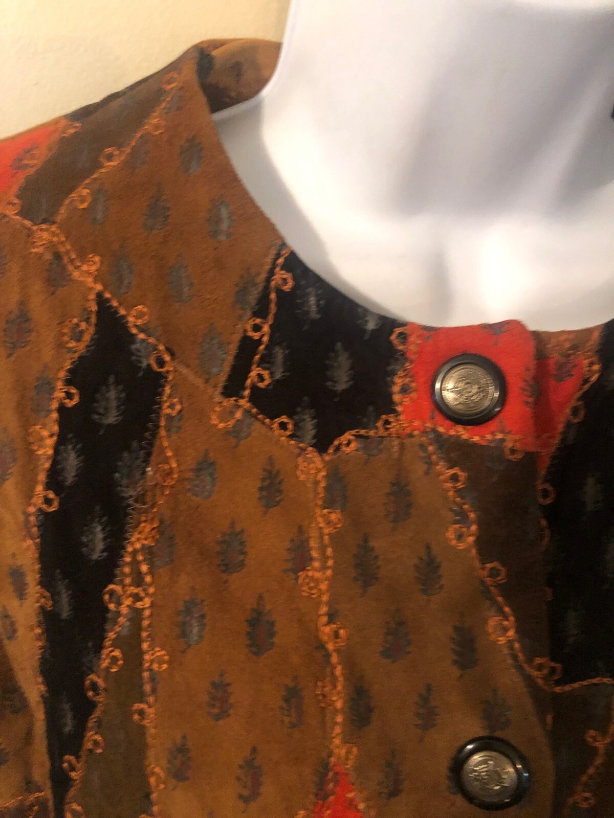 Papillon Womens  EUC Sz M Patchwork Suede Leather… - image 2