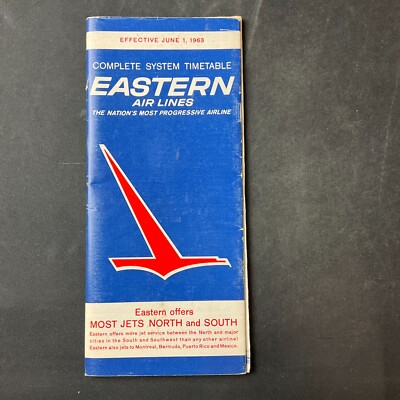 Vintage June 1963 Eastern Air Lines Information Timetable Schedule Brochure