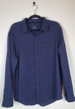 AMERICAN EAGLE Outfitters Long Sleeve XL Navy Blue White Dotted Collard Shirt