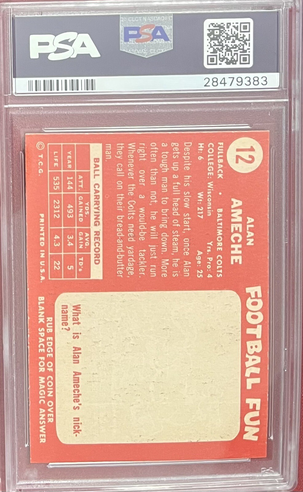 1958 Topps Football 12 Alan Ameche PSA 8 eBay