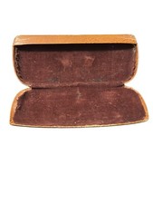 Vintage Antique Leather Covered Metal Hinged Eyeglass Case