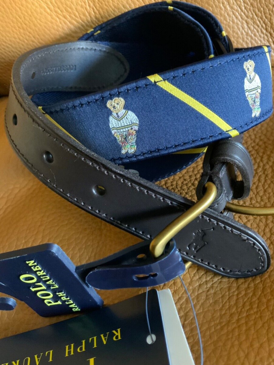 Polo Ralph Lauren Polo Bear Leather Trim Belt Sz 40 men's NWT$98