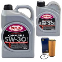 MotoröL Set SAE 5W-30 Plus Meguin 6 Liter + ÖLfilter FüR Seat Leon 2.8 Cupra 4